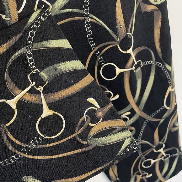 Crazy Larry Pull On Pants Women 4 Black Equestrian Tack Horse Print Stretch USA - Picture 7 of 9